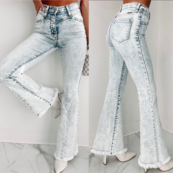 Kancan acid wash high rise flare denim jeans - Picture 3 of 16